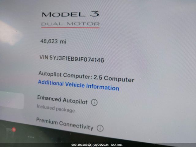 5YJ3E1EB9JF074146 Tesla Model 3 Long Range/performance