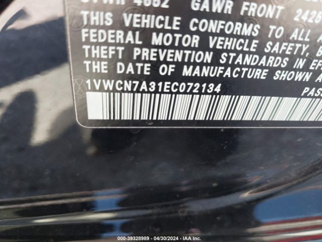 1VWCN7A31EC072134 Volkswagen Passat 2.0l Tdi Sel Premium