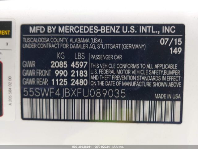 55SWF4JBXFU089035 Mercedes-Benz C 300 Luxury/sport