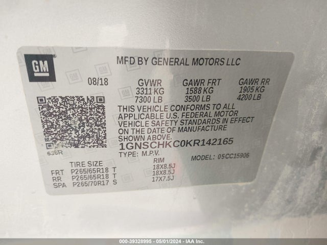 Chevrolet Suburban Lt 2019 1GNSCHKC0KR142165 Image 9