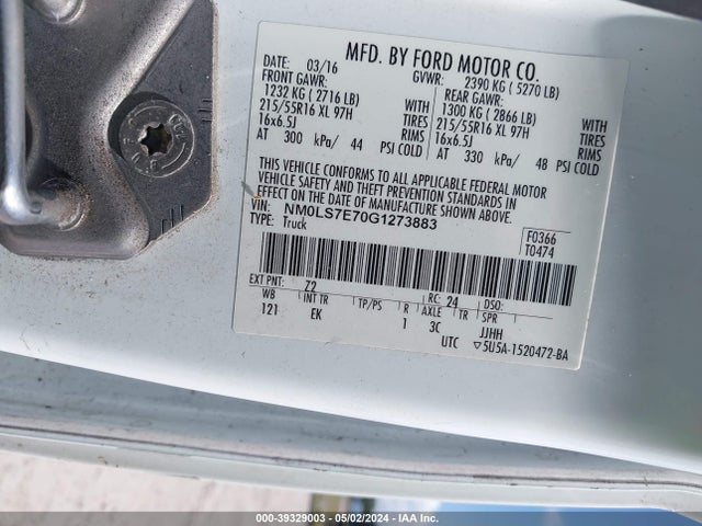Ford Transit Connect Xl 2016 NM0LS7E70G1273883 Image 9