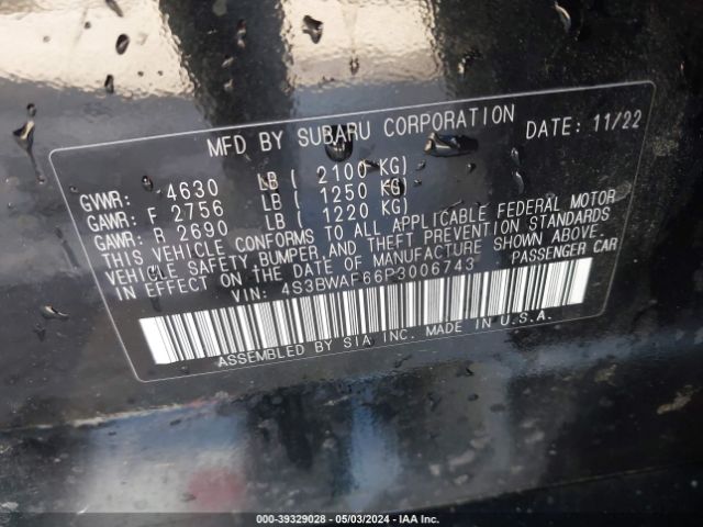 4S3BWAF66P3006743 Subaru Legacy Premium