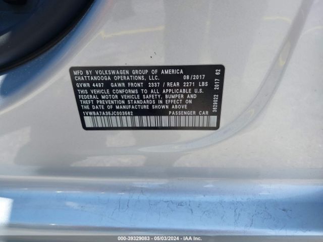 1VWBA7A35JC003562 Volkswagen Passat 2.0t Se