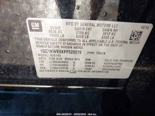 Chevrolet Silverado 2500hd Ltz 2015 1GC1KWE8XFF520079 Image 9