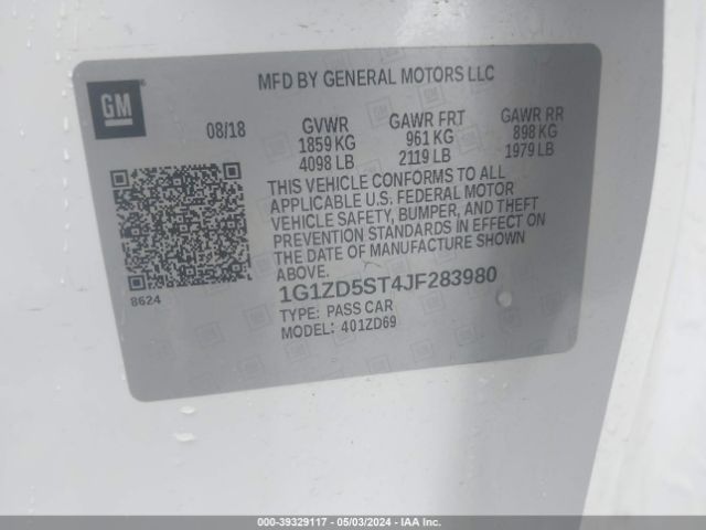 1G1ZD5ST4JF283980 Chevrolet MALIBU LT