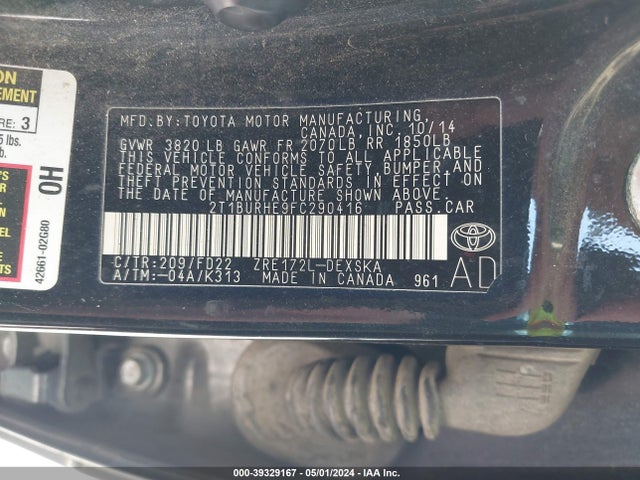 Toyota Corolla S Plus 2015 2T1BURHE9FC290416 Image 9