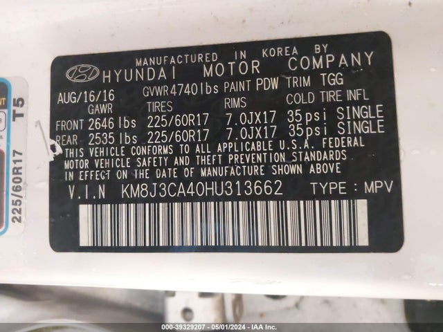 Hyundai TUCSON SE 2017 KM8J3CA40HU313662 Image 9