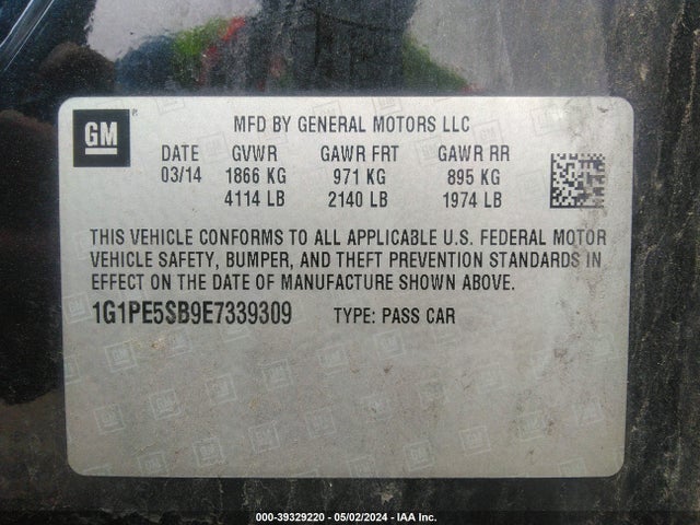 Chevrolet Cruze 2lt Auto 2014 1G1PE5SB9E7339309 Image 9