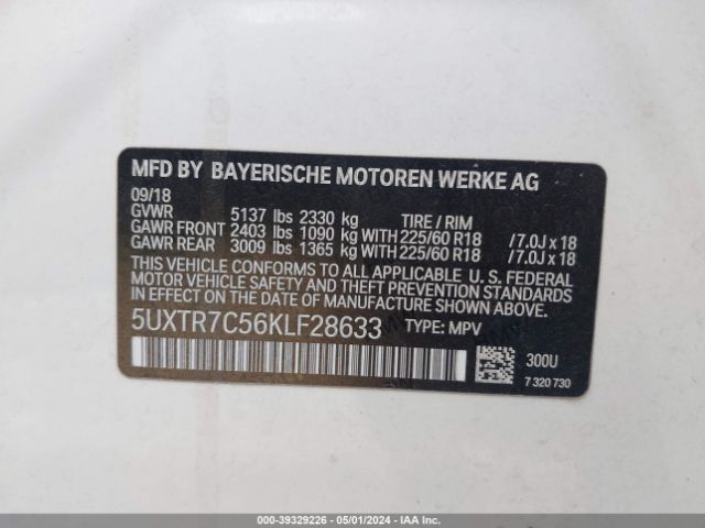 5UXTR7C56KLF28633 BMW X3 Sdrive30i