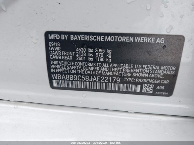WBA8B9C58JAE22179 BMW 330I
