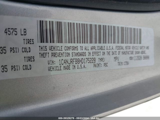 1C4NJRFB8HD175228 Jeep Patriot Latitude 4x4