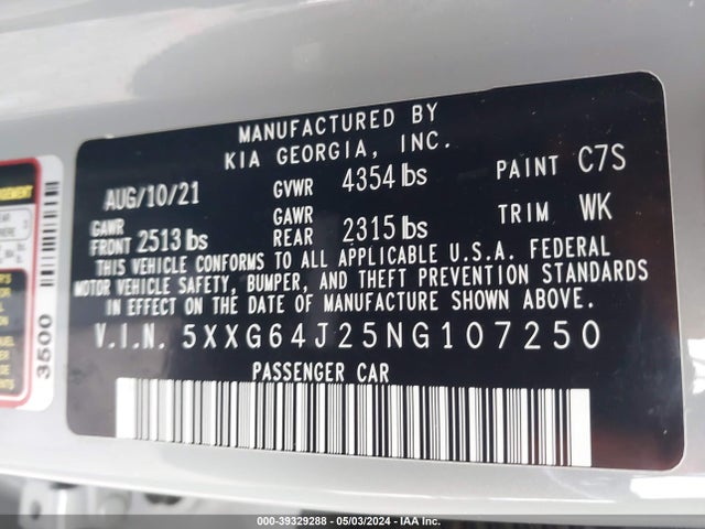KIA K5 Gt-line 2022 5XXG64J25NG107250 Image 9