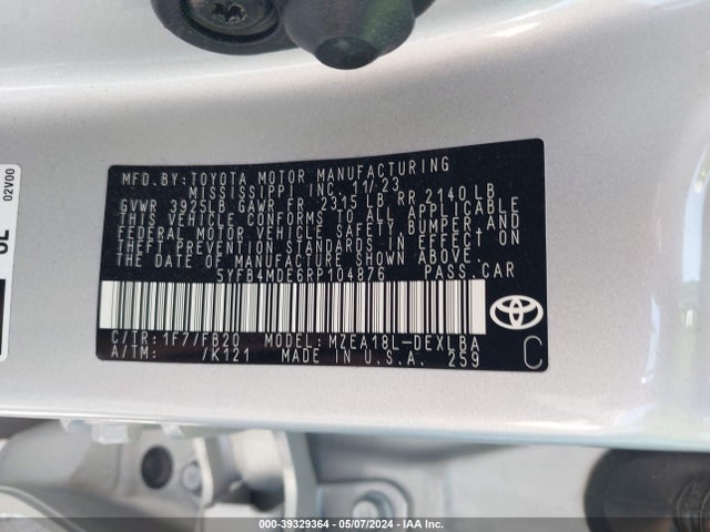 Toyota COROLLA LE 2024 5YFB4MDE6RP104876 Image 9