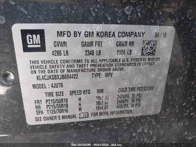 KL4CJASBXJB694422 Buick Encore Preferred