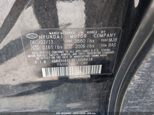 Hyundai ELANTRA SE 2014 KMHDH4AE8EU058414 Image 9