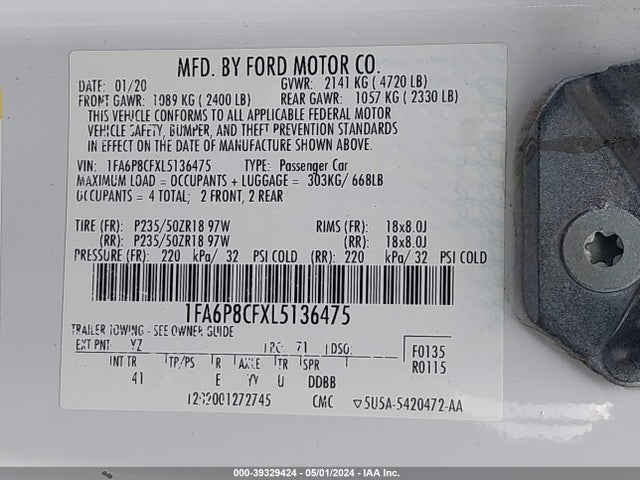 Ford Mustang Gt Premium Fastback 2020 1FA6P8CFXL5136475 Image 9