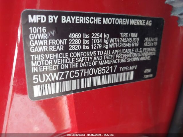 5UXWZ7C57H0V85217 BMW X3 Sdrive28i