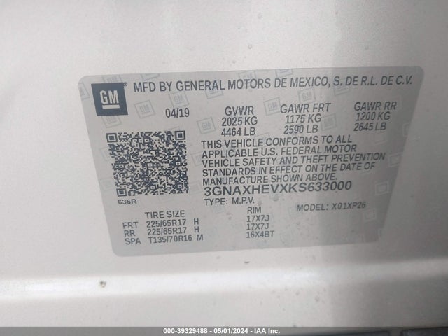 Chevrolet EQUINOX LS 2019 3GNAXHEVXKS633000 Image 9