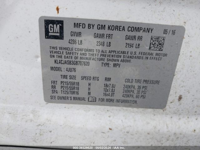 KL4CJASB3GB707620 Buick Encore