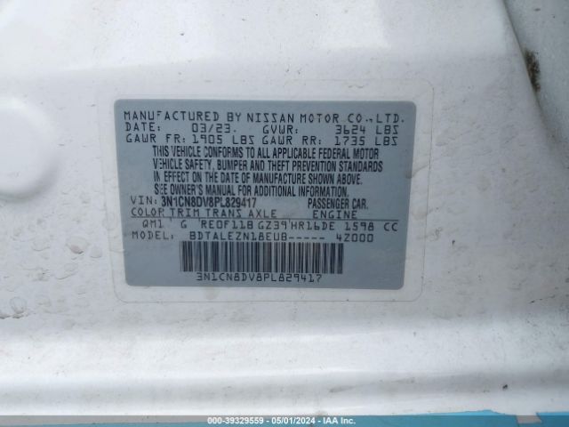 3N1CN8DV8PL829417 Nissan Versa 1.6 S Xtronic Cvt