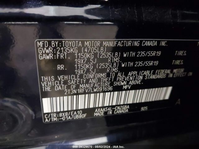 2T3N1RFV7LW091696 Toyota Rav4 Limited
