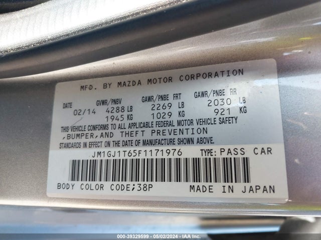 Mazda Mazda6 I Touring 2015 JM1GJ1T65F1171976 Image 9
