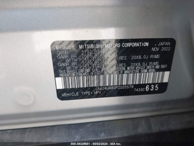 JA4J4UA80PZ025579 Mitsubishi Outlander Ralliart S-awc/se 2.5 S-awc/se Black Edition S-awc/se Special Editiont S-awc