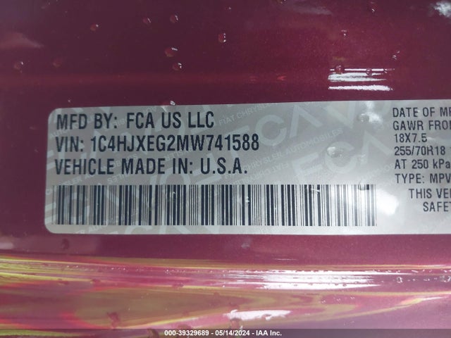 1C4HJXEG2MW741588 Jeep Wrangler Unlimited Sahara Altitude 4x4