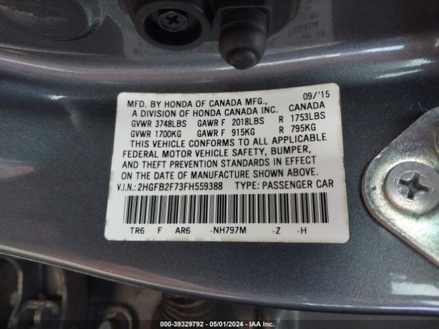 2HGFB2F73FH559388 Honda CIVIC SE