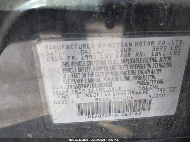 Nissan SENTRA SV 2016 3N1AB7AP7GL660183 Image 9
