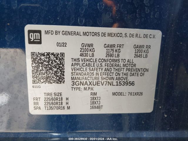 2022 CHEVROLET EQUINOX 3GNAXUEV7NL153956 Photo 8