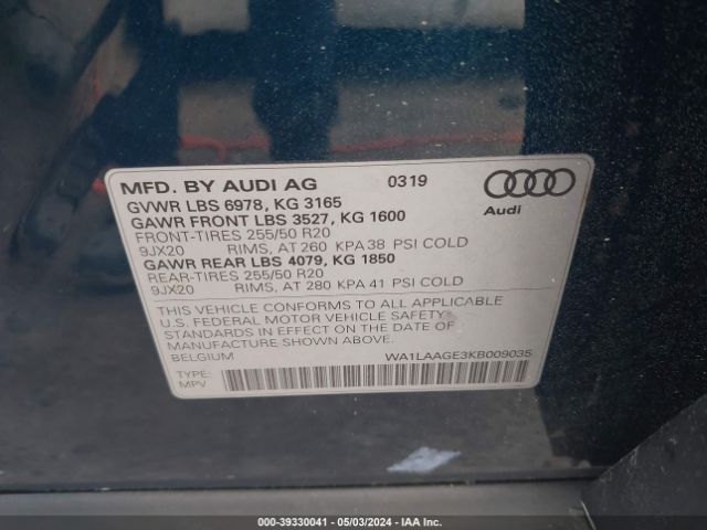 WA1LAAGE3KB009035 Audi E-tron Premium Plus