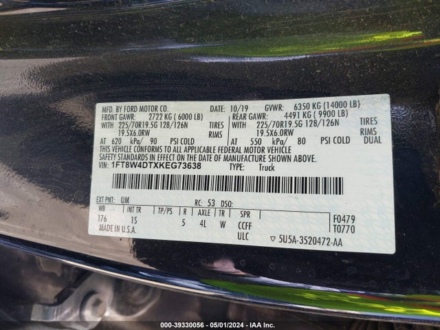 1FT8W4DTXKEG73638 Ford F-450 Xl