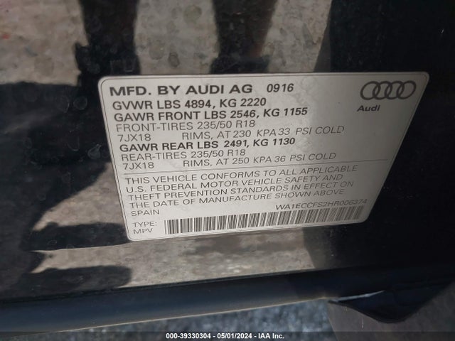 Audi Q3 2.0t Premium 2017 WA1ECCFS2HR006374 Image 9