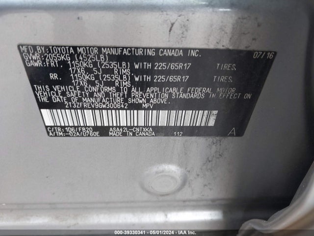 Toyota RAV4 LE 2016 2T3ZFREV9GW300642 Image 9