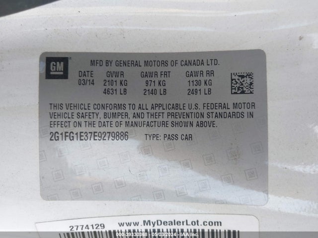 Chevrolet Camaro 2lt 2014 2G1FG1E37E9279886 Image 9
