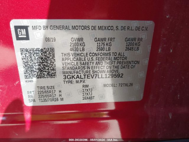 3GKALTEV7LL129592 GMC Terrain Awd Sle