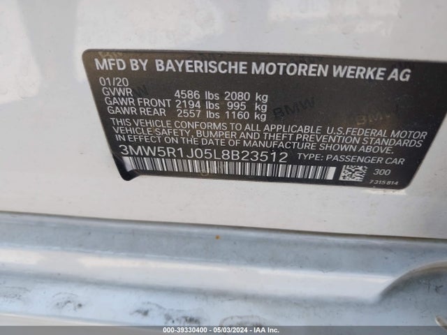 BMW 330I 2020 3MW5R1J05L8B23512 Image 9