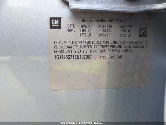 Chevrolet Impala 2lt 2014 1G1125S31EU107067 Image 9
