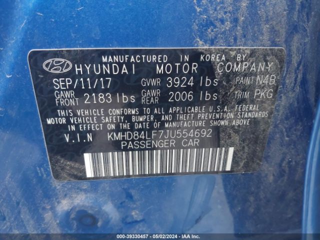 KMHD84LF7JU554692 Hyundai ELANTRA SEL