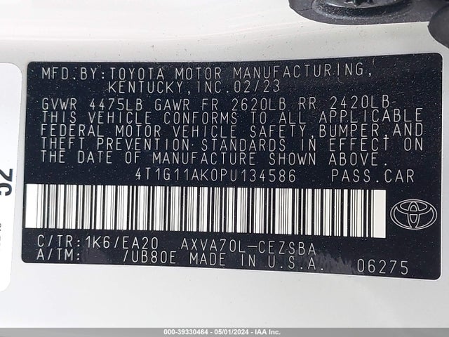 Toyota CAMRY SE 2023 4T1G11AK0PU134586 Image 9