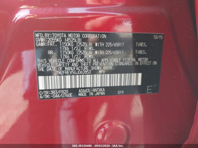 Toyota RAV4 LE 2016 JTMZFREV5GJ062853 Image 9
