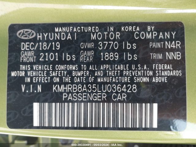 KMHRB8A35LU036428 Hyundai Venue Se