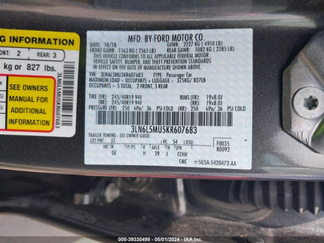 3LN6L5MU5KR607683 Lincoln Mkz Hybrid Reserve Ii