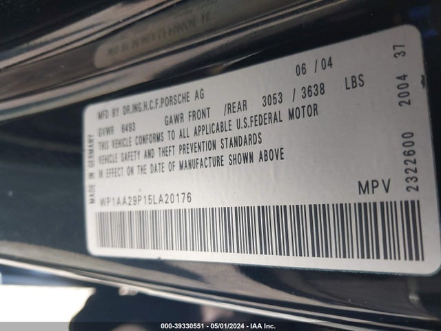 2005 PORSCHE CAYENNE WP1AA29P15LA20176 Photo 8