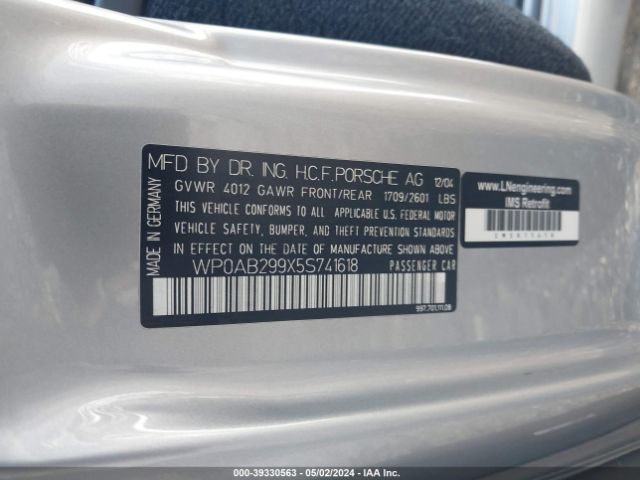 2005 PORSCHE 911 WP0AB299X5S741618 Photo 8