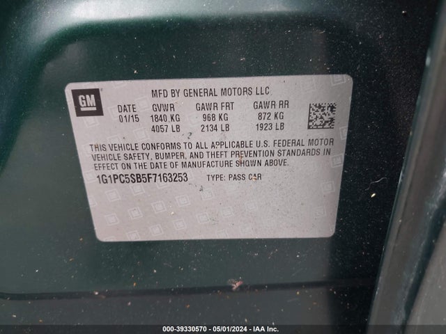 Chevrolet Cruze 1lt Auto 2015 1G1PC5SB5F7163253 Image 9