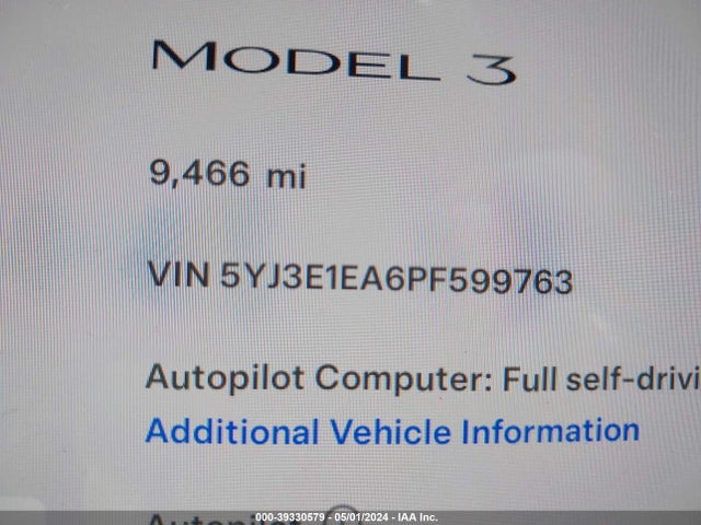 Tesla Model 3 Rear-wheel Drive 2023 5YJ3E1EA6PF599763 Image 9