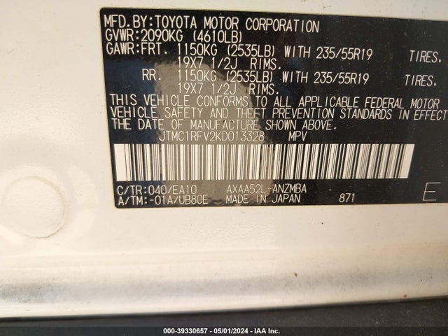 Toyota Rav4 Xle Premium 2019 JTMC1RFV2KD013328 Image 9