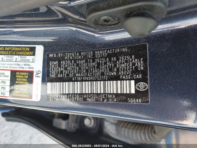 Toyota CAMRY LE 2017 4T1BF1FK0HU752772 Image 9
